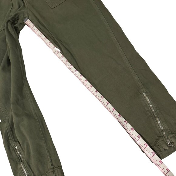 Amo Zip Utility Trouser Mid Rise Slim Fit Tapered Leg Size 27 Sage Green Cotton - Picture 14 of 16